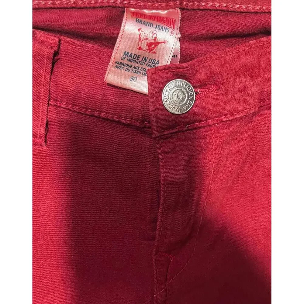 True Religion Casey Men’s Pants 30x28 Red Cargo Twill Zip‎ Pocket NWT